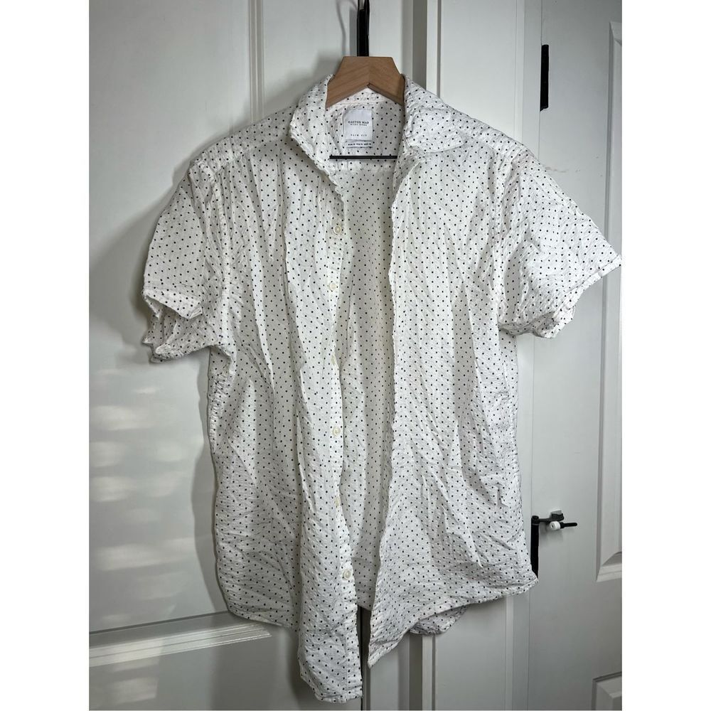 Cactus man short sleeve white button up shirt mens size medium